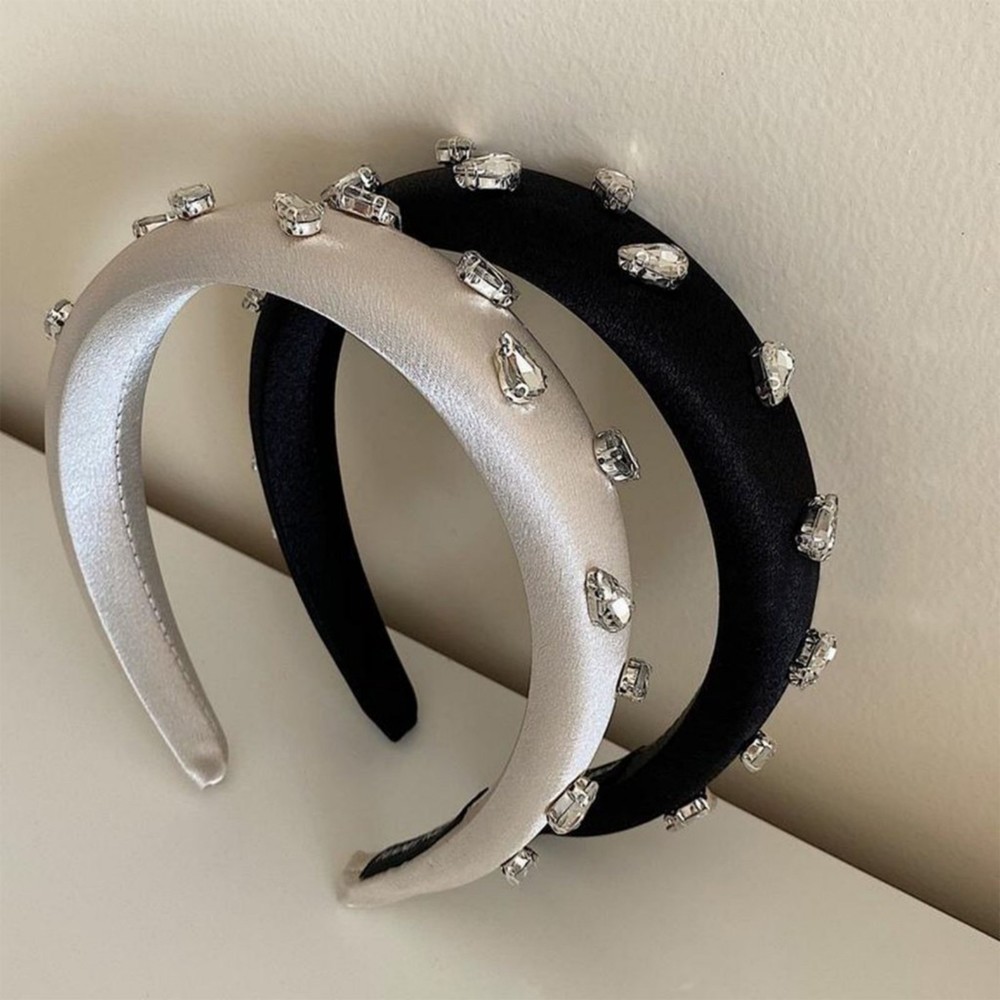 French Light Czech Drop Diamond Satin Hairband
